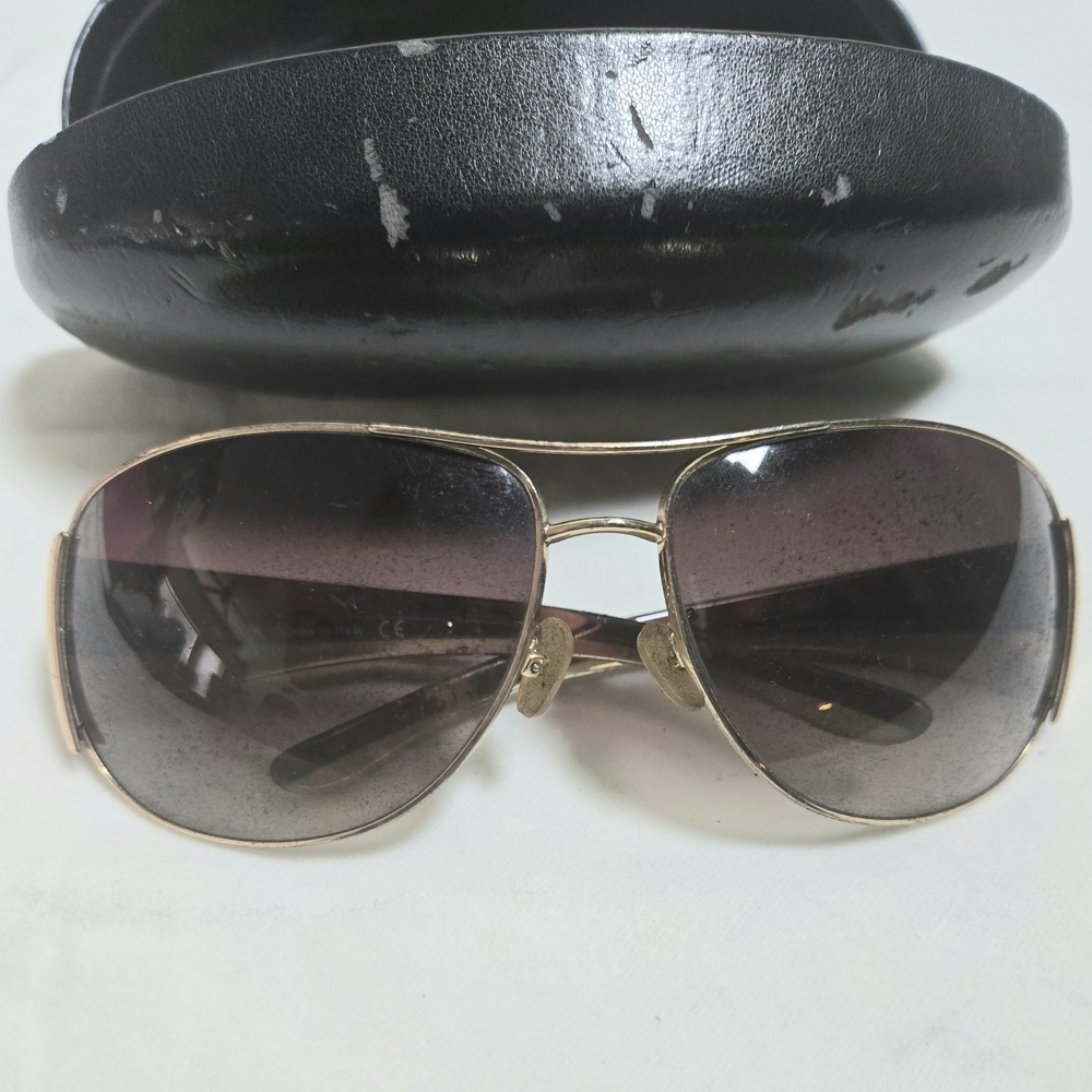 Prada SPR 75G Women's Sunglasses - Gold Frame with Black Lenses - Picture 2 of 3